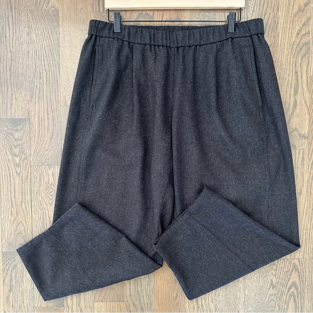 Eileen Fisher Felted Wool Jersey Lantern Pant Regenerative Wool Charcoal Grey L
